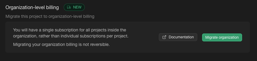 Self-Serve migration for organization-based billing